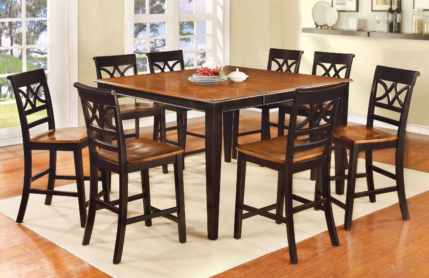 TORRINGTON II Black/Cherry 7 Pc. Dining Table Set - ATL FURNITURE