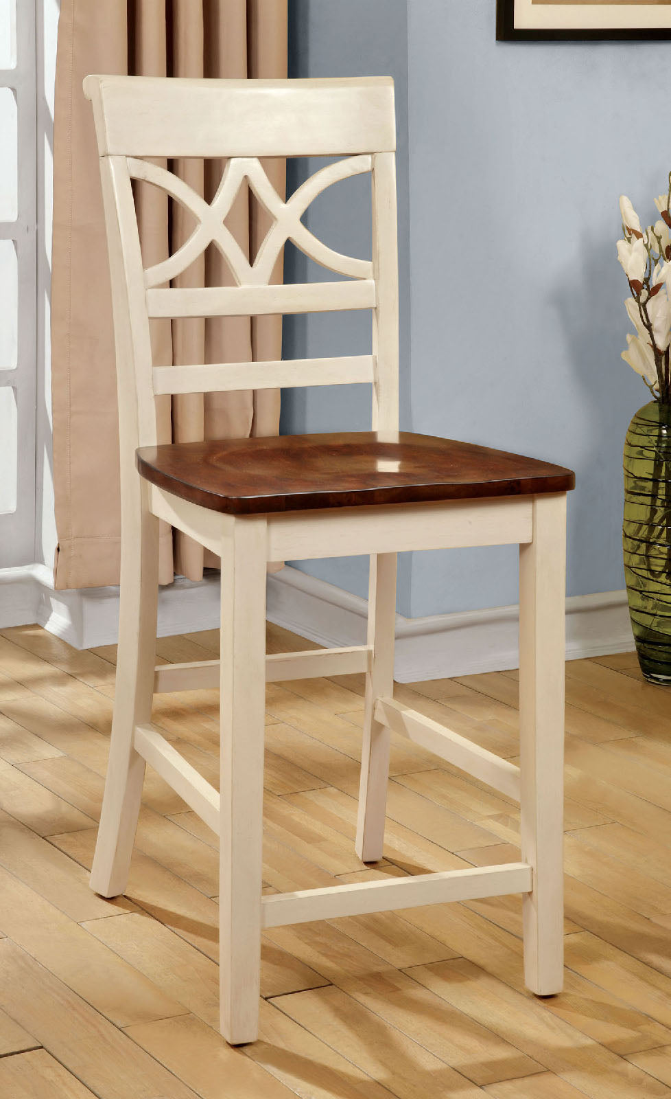 TORRINGTON II Vintage White/Cherry Counter Ht. Chair (2/CTN) - ATL FURNITURE