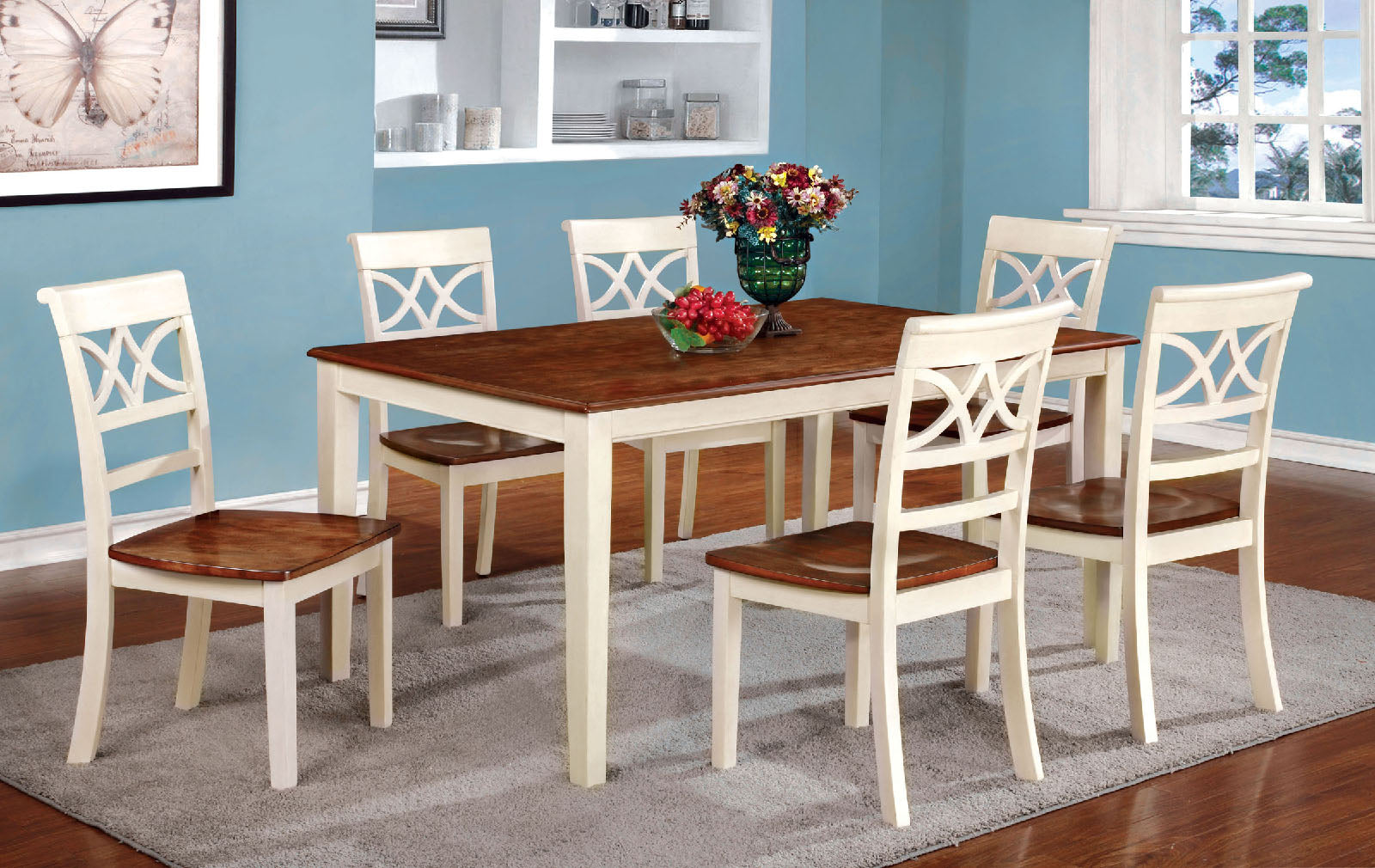 TORRINGTON Vintage White/Cherry Dining Table - ATL FURNITURE