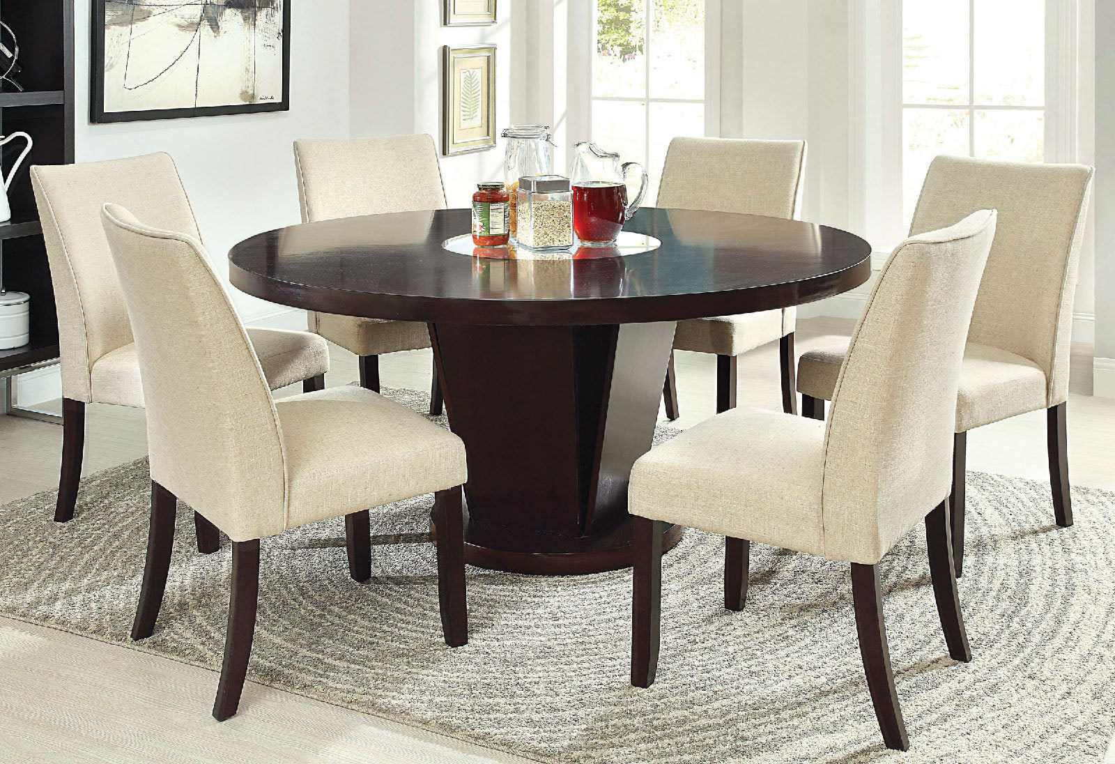 Cimma Espresso Round Dining Table - ATL FURNITURE