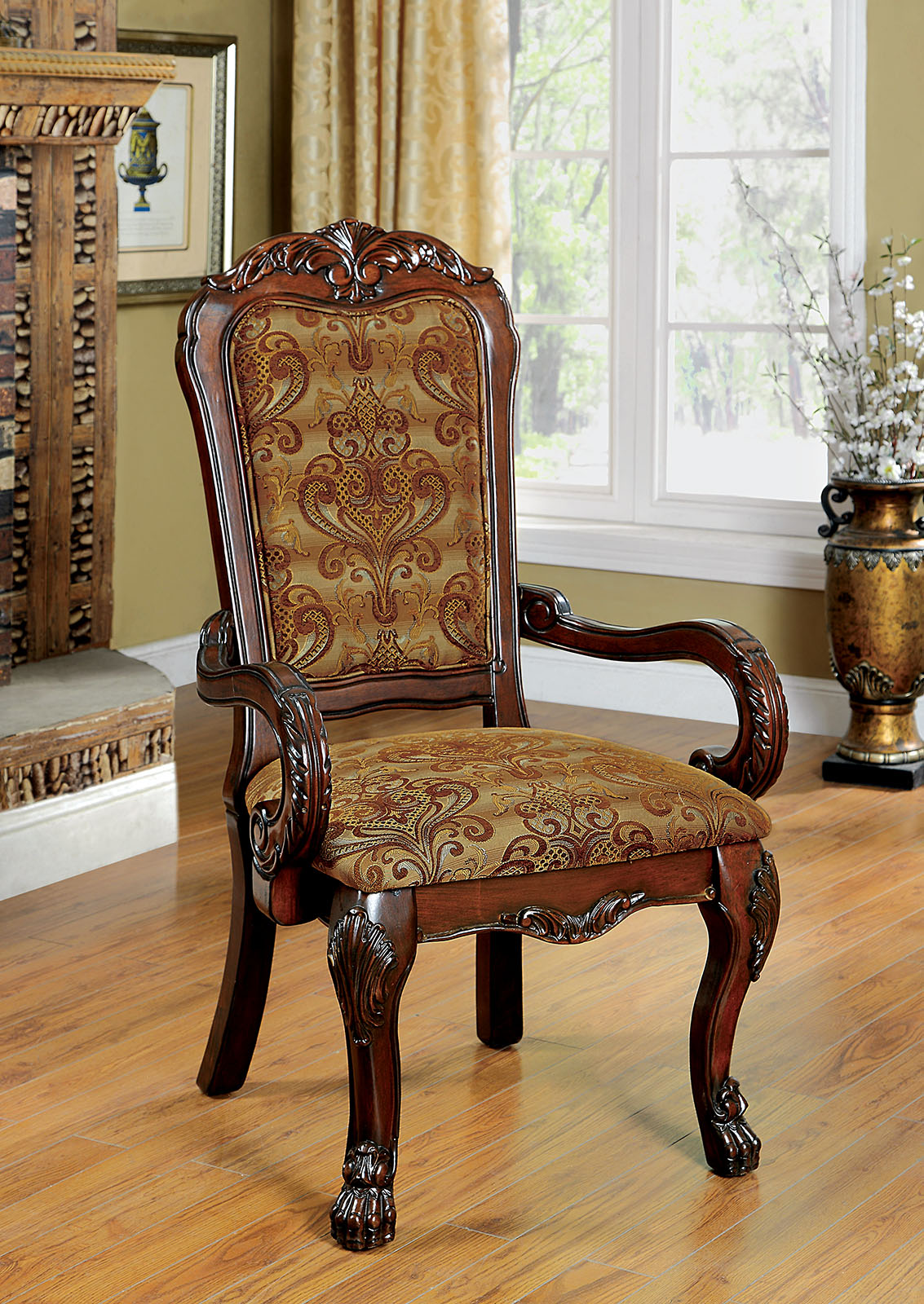 MEDIEVE Cherry Arm Chair, Cherry (2/CTN) - ATL FURNITURE