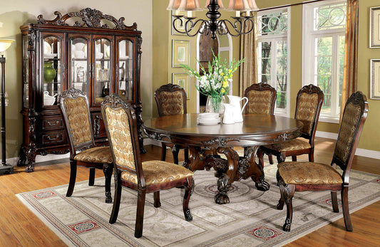 MEDIEVE Cherry 7 Pc. Round Dining Table Set - ATL FURNITURE