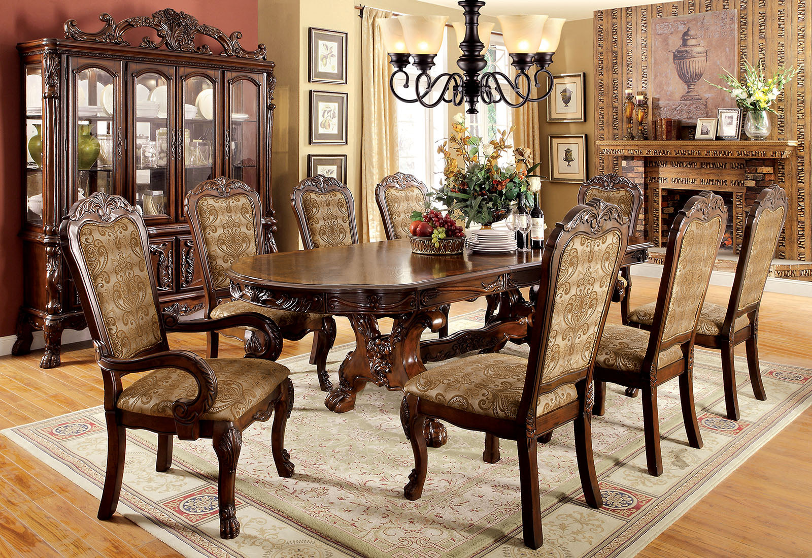 MEDIEVE Cherry 7 Pc. Dining Table Set (2AC+4SC) - ATL FURNITURE