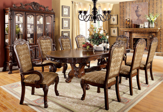 MEDIEVE Cherry 9 Pc. Dining Table Set (2AC+6SC) - ATL FURNITURE