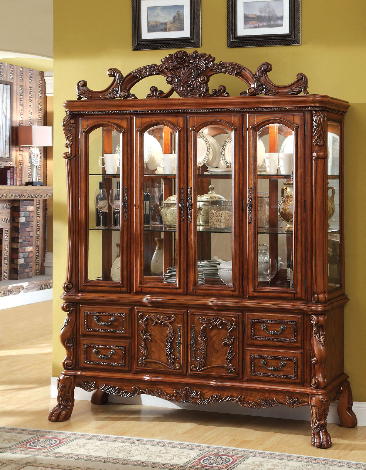 Medieve Antique Oak Hutch & Buffet - ATL FURNITURE