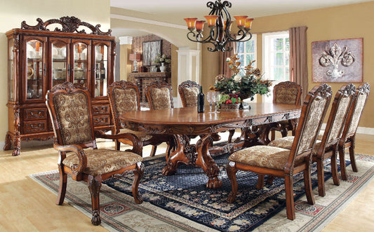 Medieve Antique Oak 9 Pc. Dining Table Set (2AC+6SC) - ATL FURNITURE