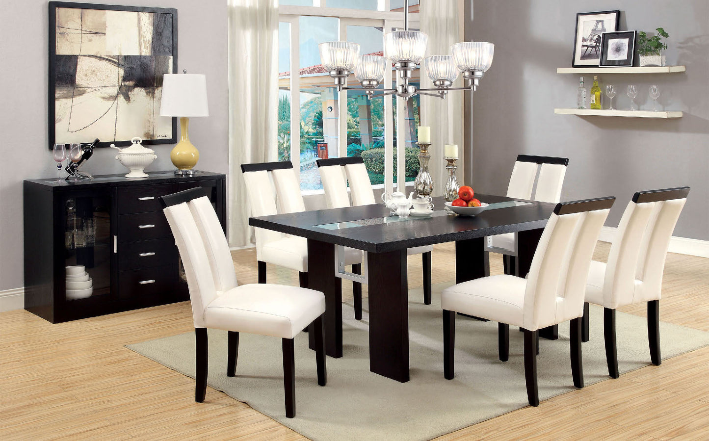 Luminar Black Glass-Insert Dining Table - ATL FURNITURE