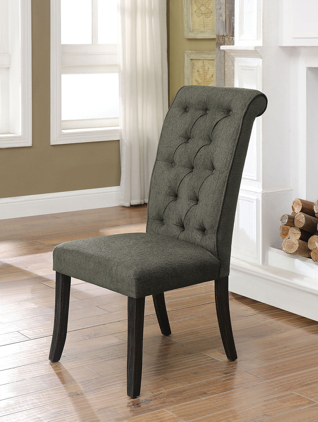 Sania III Gray/Antique Black Side Chair (2/CTN) - ATL FURNITURE