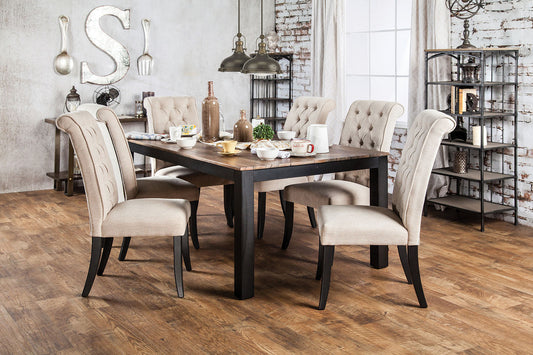 MARSHALL Rustic Oak, Beige 7 Pc. Dining Table Set - ATL FURNITURE