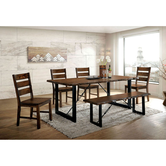 Dulce Walnut 6 Pc. Dining Table Set w/ Bench - ATL FURNITURE