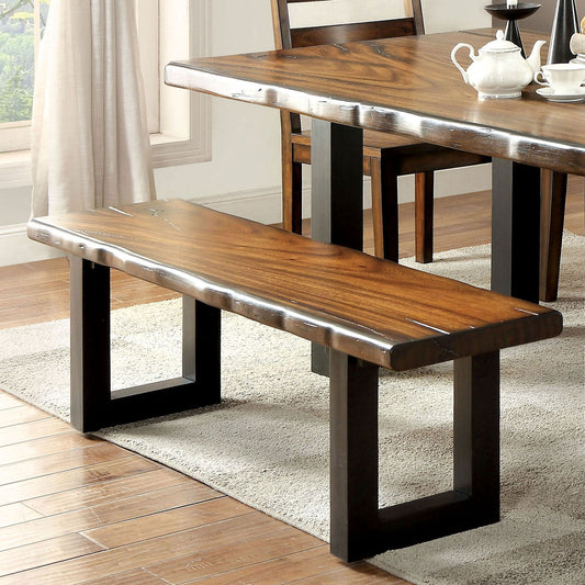 MADDISON Tobacco Oak/Black Bench - ATL FURNITURE