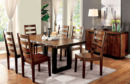 MADDISON Tobacco Oak/Black Dining Table - ATL FURNITURE