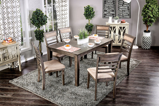 TAYLAH Weathered Gray/Beige 7 Pc. Dining Table Set - ATL FURNITURE