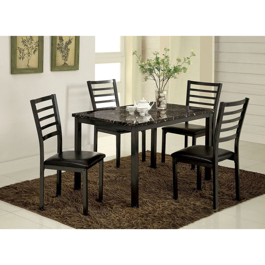 COLMAN Black 5 Pc. Dining Set (48"T+4 K/D SC) - ATL FURNITURE