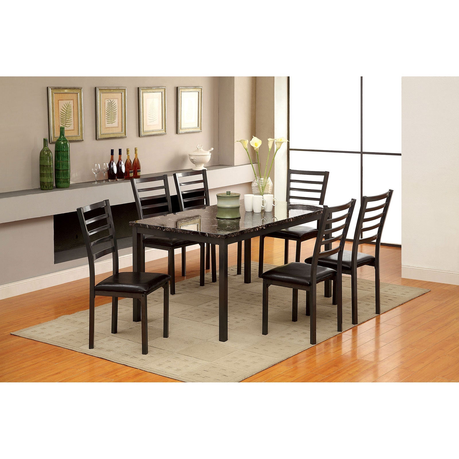 COLMAN Black 5 Pc. Dining Set (60"T+4 K/D SC) - ATL FURNITURE