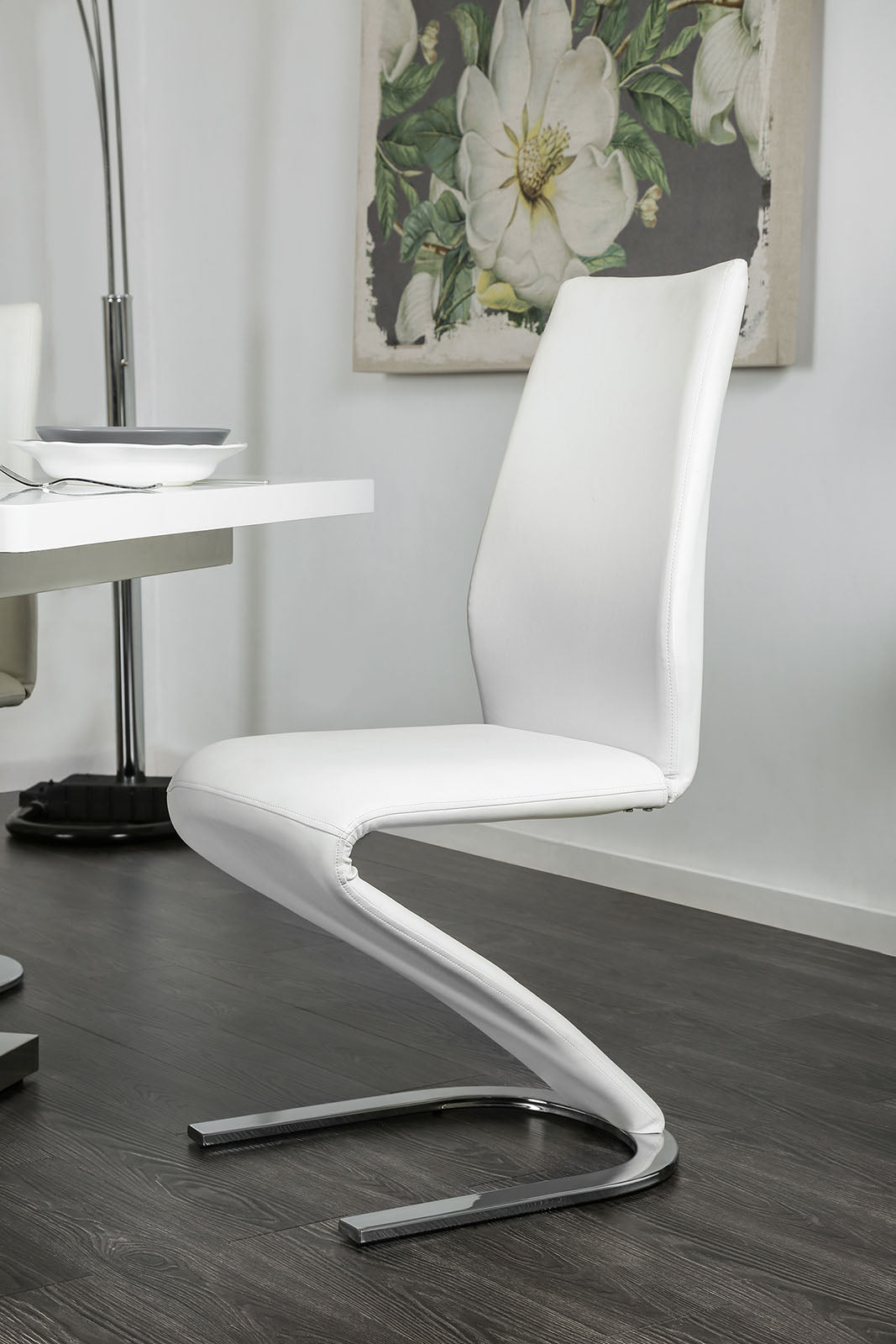 Midvale White/Chrome Side Chair (2/CTN) - ATL FURNITURE