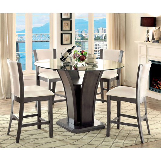 MANHATTAN III Gray 7 Pc. Round Counter Ht. Table Set - ATL FURNITURE