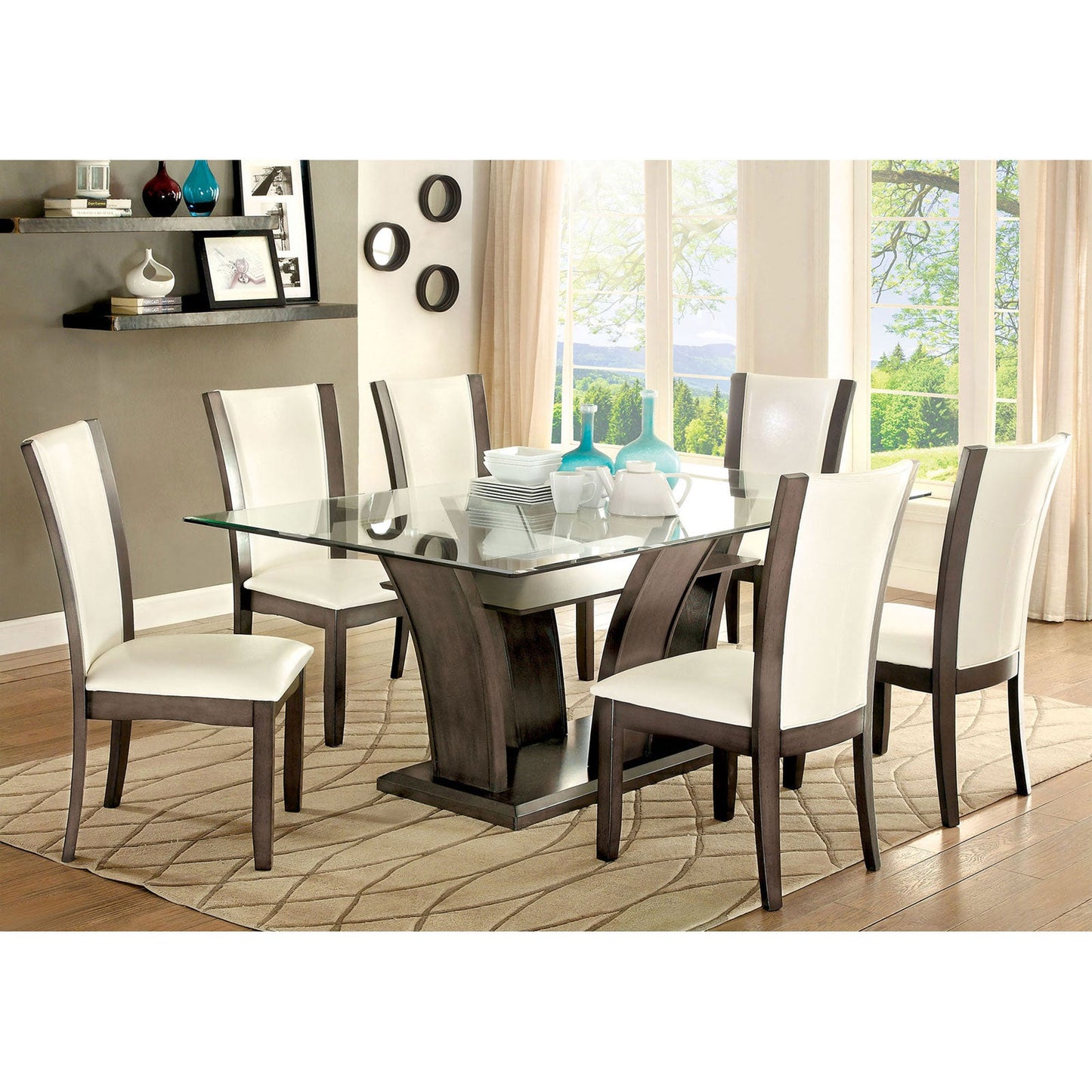 MANHATTAN I Gray 7 Pc. Dining Table Set - ATL FURNITURE