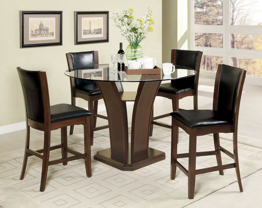 Manhattan III Brown Cherry 5 Pc. Round Counter Ht. Table Set - ATL FURNITURE