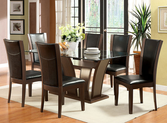 Manhattan I Brown Cherry 7 Pc. Dining Table Set - ATL FURNITURE