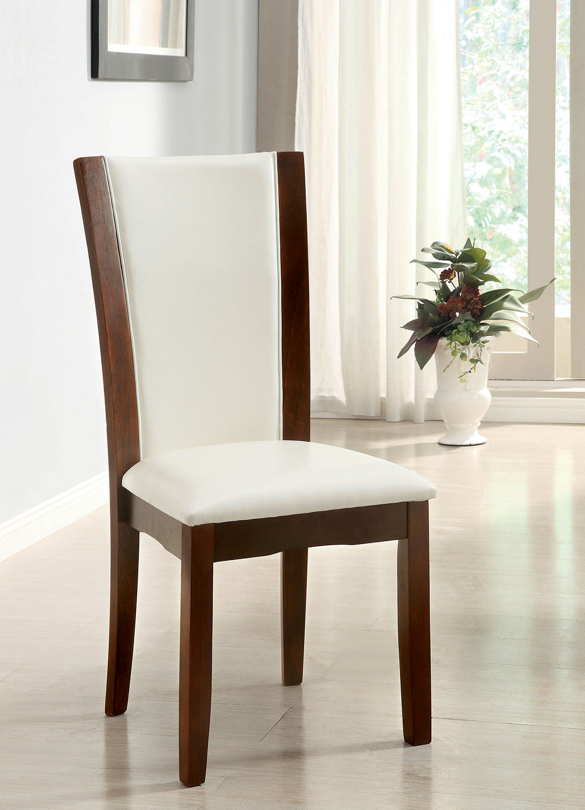 Manhattan I Dark Cherry/White Side Chair, White (2/CTN) - ATL FURNITURE