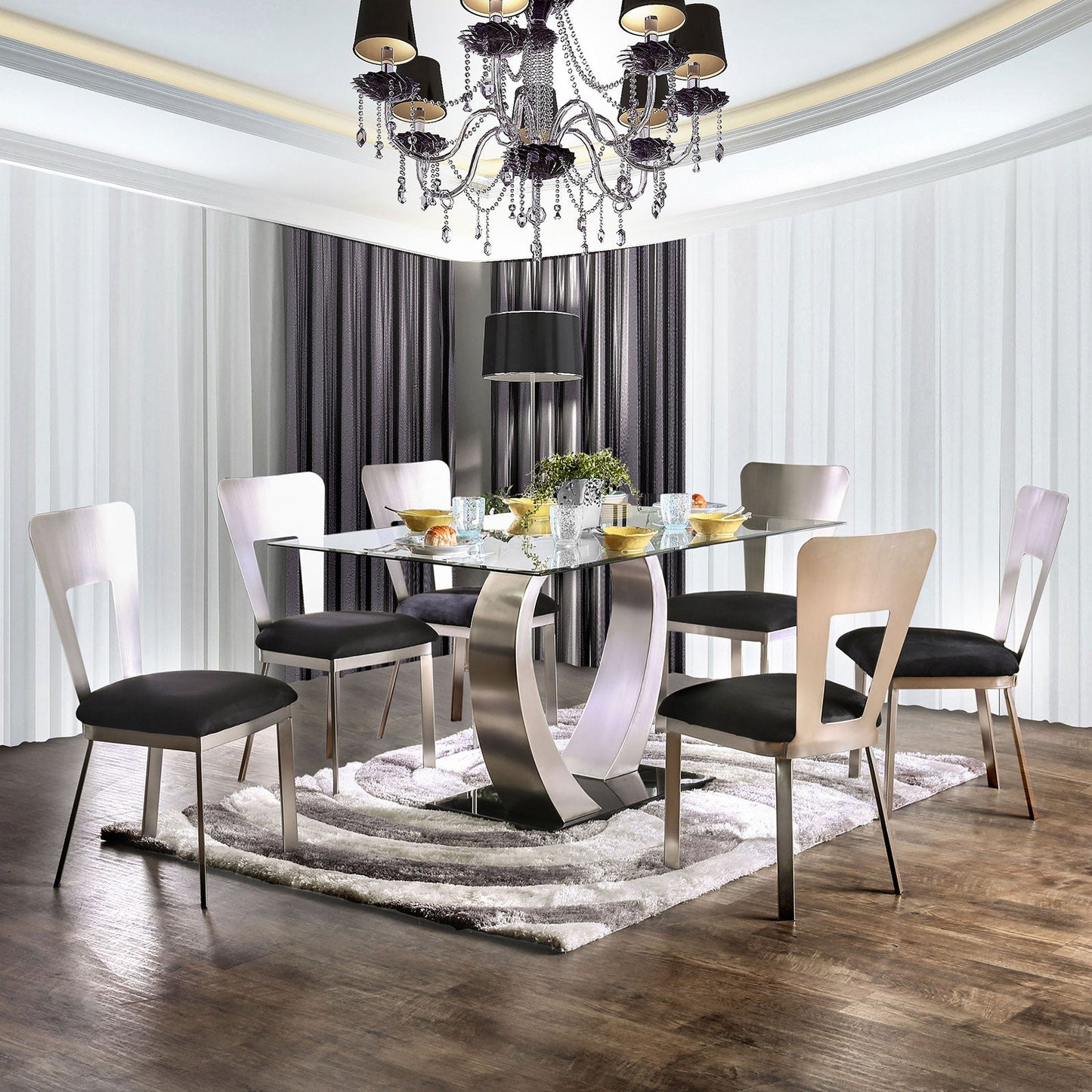 NOVA Silver/Black Dining Table - ATL FURNITURE