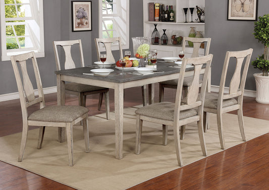 Ann Antique White/Gray 7 Pc. Dining Table Set - ATL FURNITURE