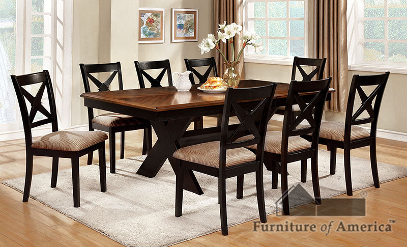 Liberta Dark Oak/Black 7 Pc. Dining Table Set - ATL FURNITURE