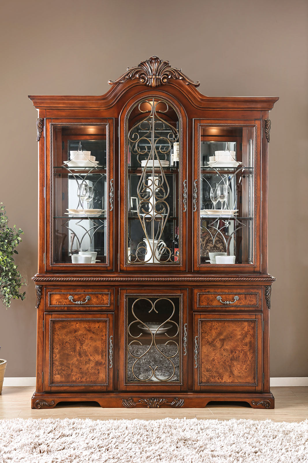 Lucie Brown Cherry Hutch & Buffet - ATL FURNITURE