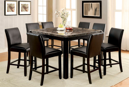 GRANDSTONE II Black Counter Ht. Table, Gray Marble Top - ATL FURNITURE