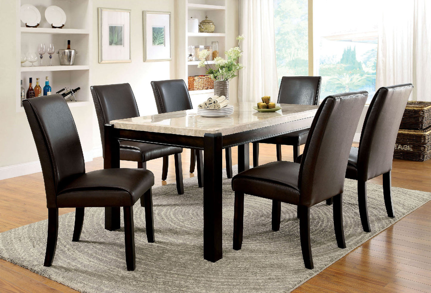 GLADSTONE I Black/Black 7 Pc. Dining Table Set - ATL FURNITURE