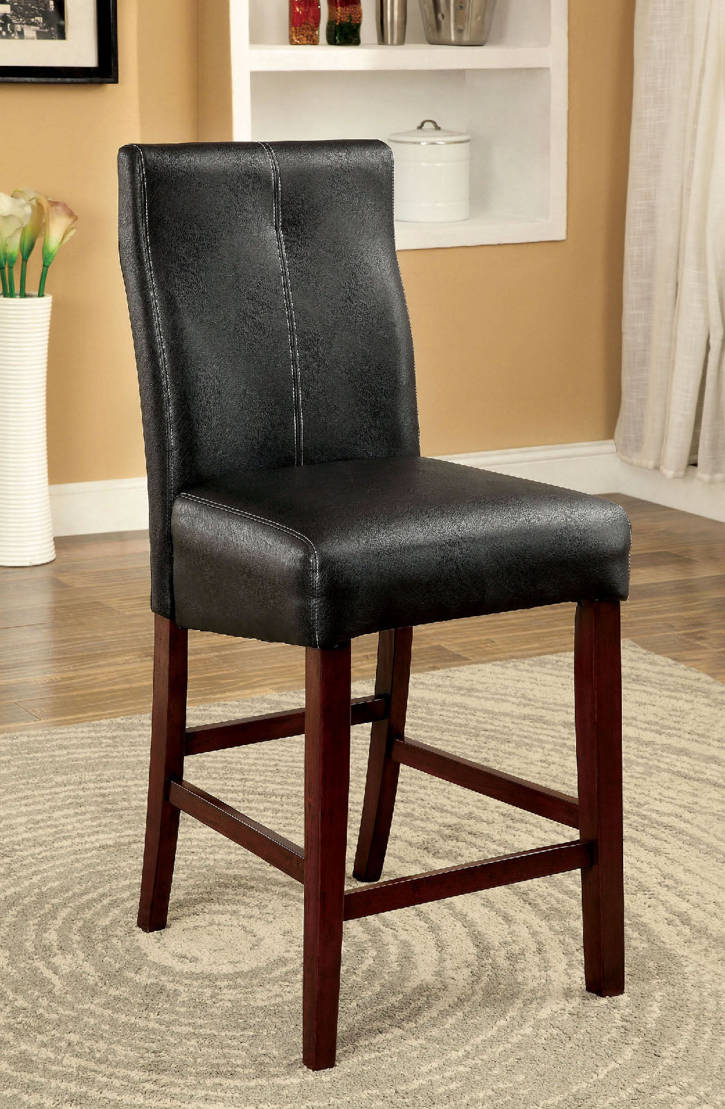 BONNEVILLE II Brown Cherry/Black Counter Ht. Chair (2/CTN) - ATL FURNITURE