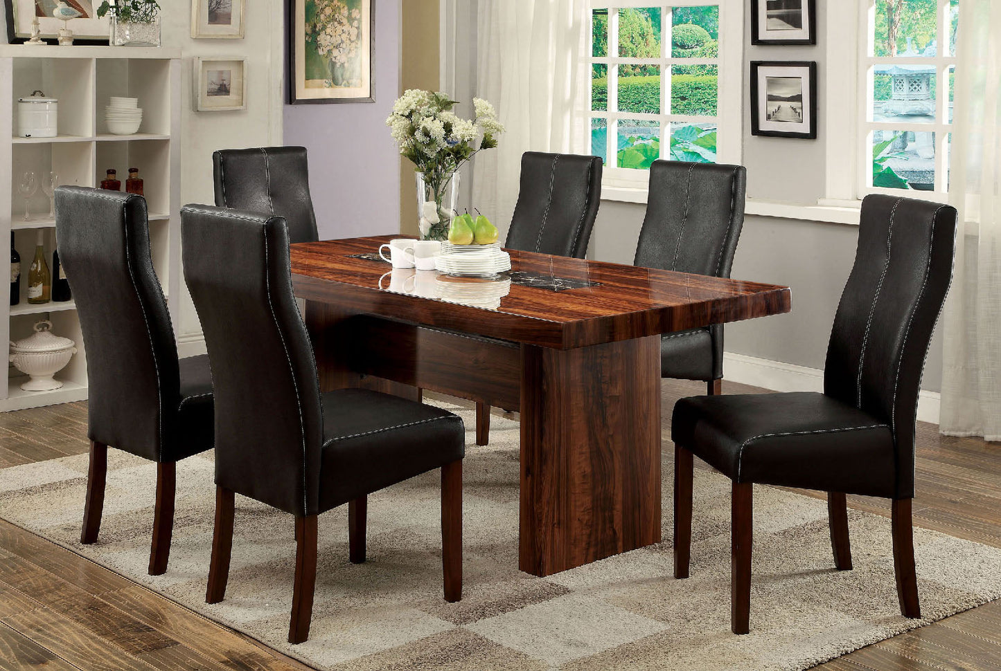 BONNEVILLE I Brown Cherry 7 Pc. Dining Table Set - ATL FURNITURE