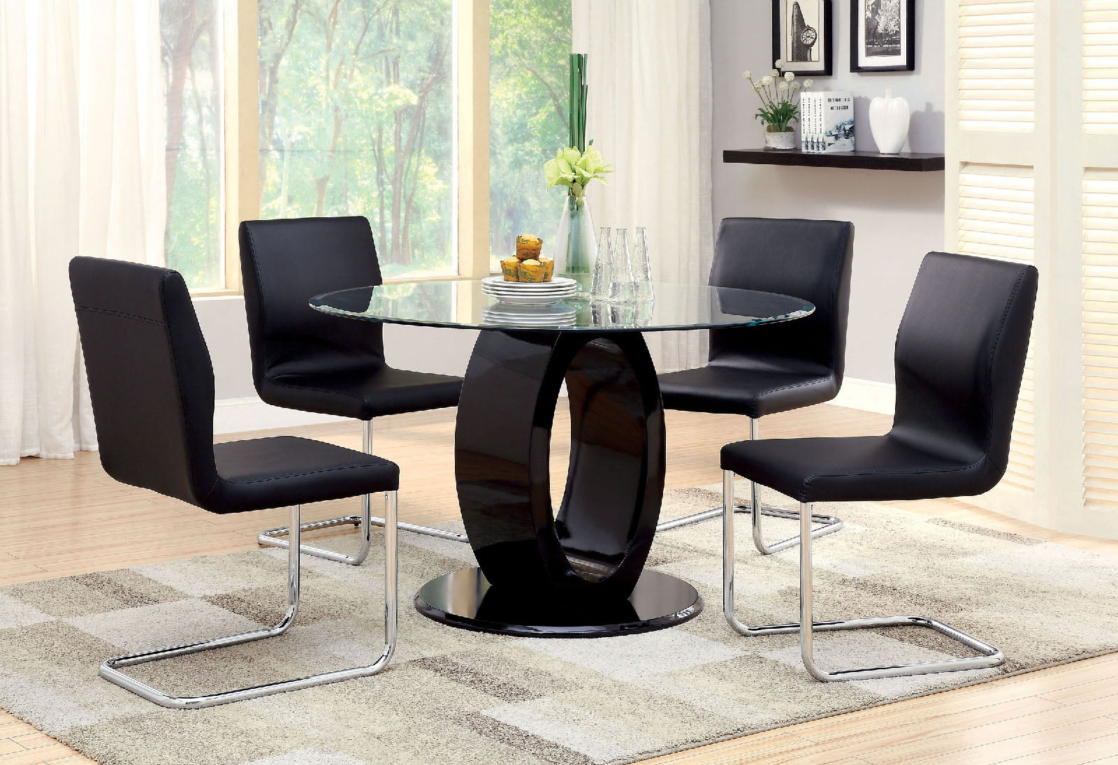 LODIA I Black Round Table - ATL FURNITURE