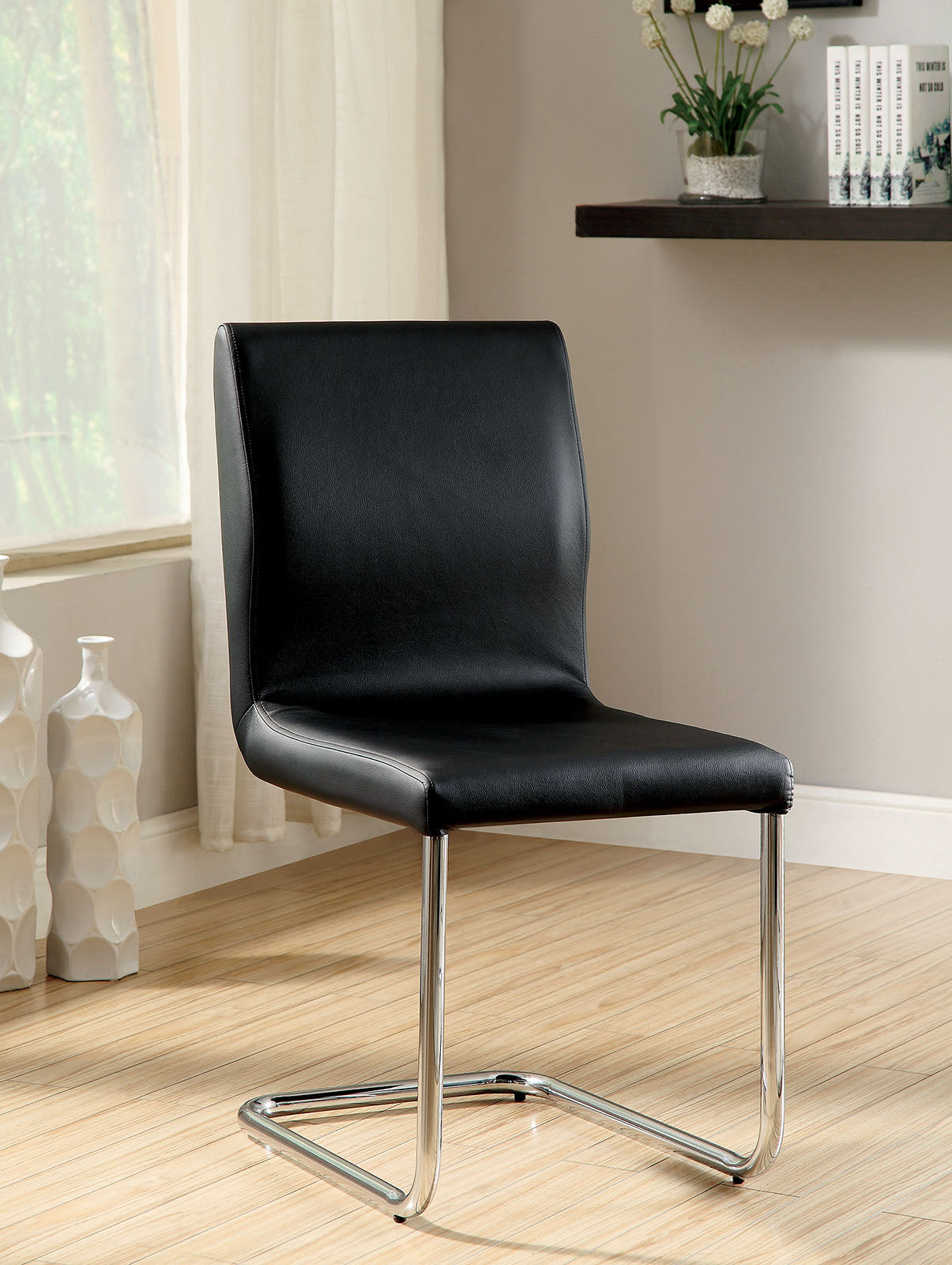 LODIA I Black/Silver Side Chair - ATL FURNITURE