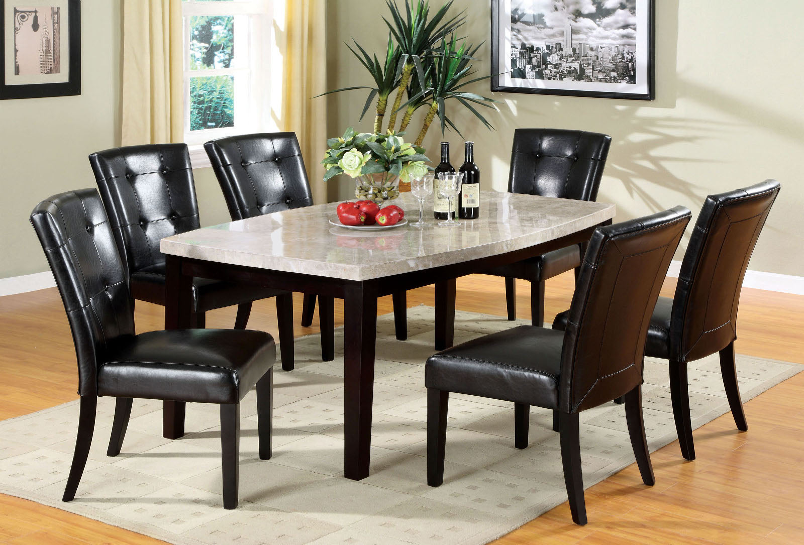 Marion I Espresso 7 Pc. Oval Dining Table Set - ATL FURNITURE