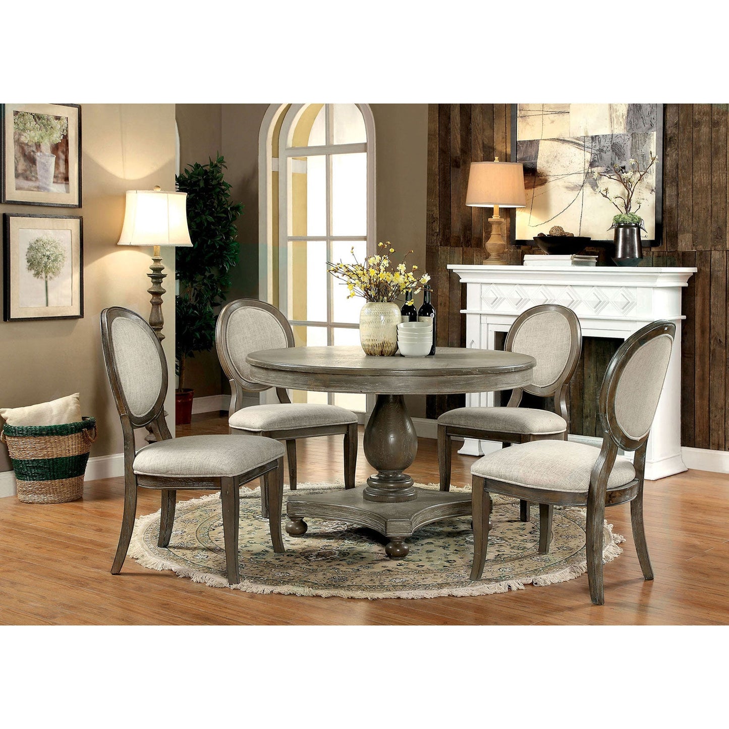 Kathryn Rustic Dark Oak Round Dining Table, Rustic Oak - ATL FURNITURE