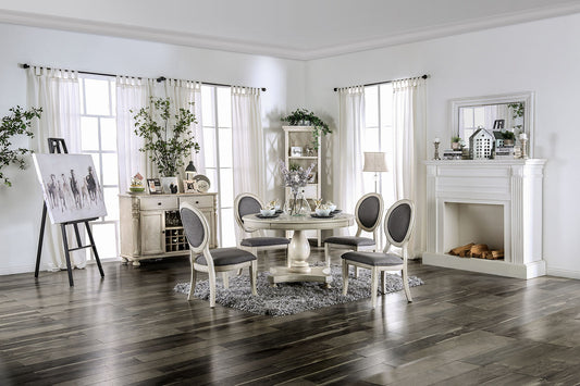 Kathryn Antique White 5 Pc. Round Dining Table Set - ATL FURNITURE