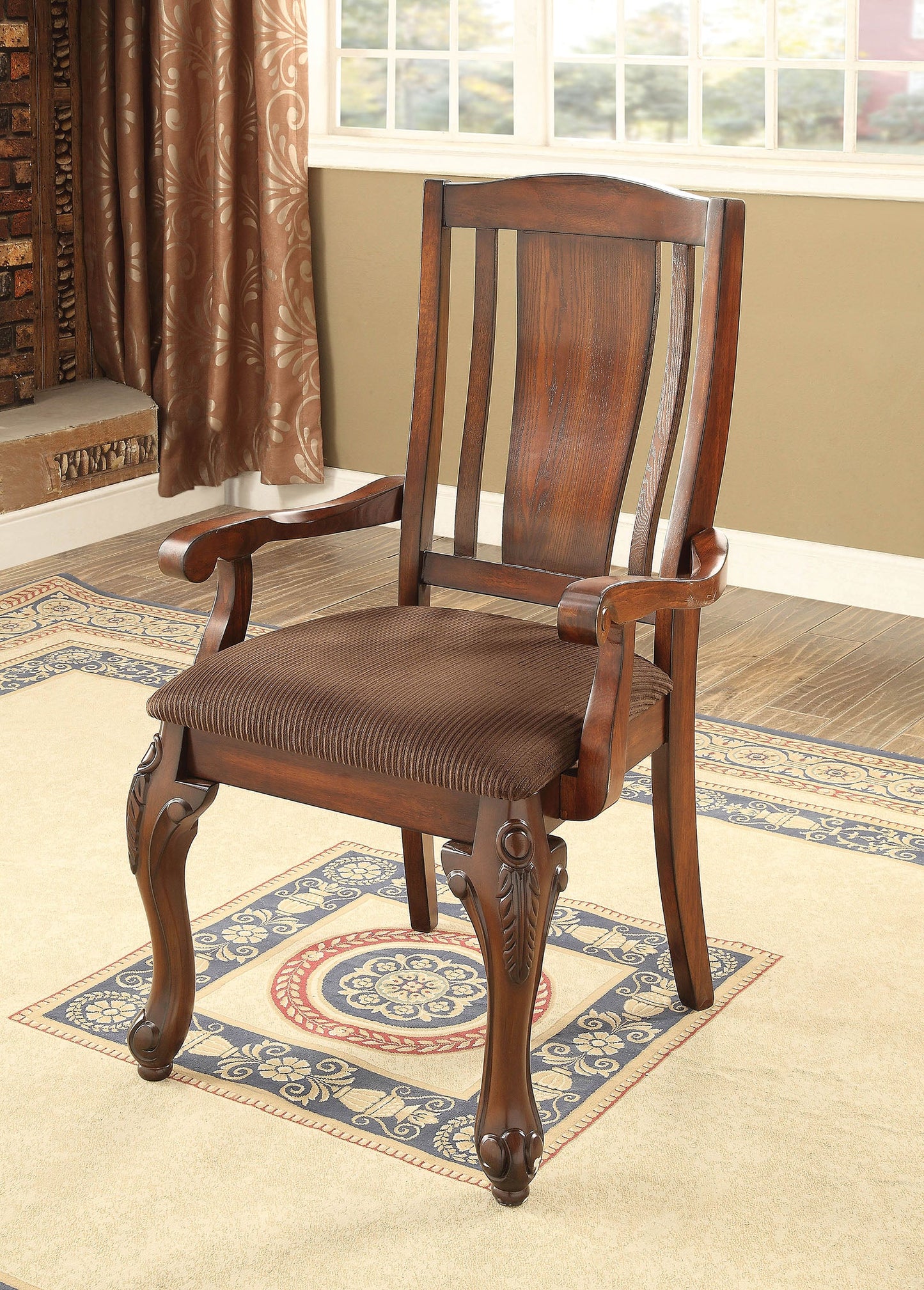 JOHANNESBURG I Brown Cherry/Brown Arm Chair (2/CTN) - ATL FURNITURE