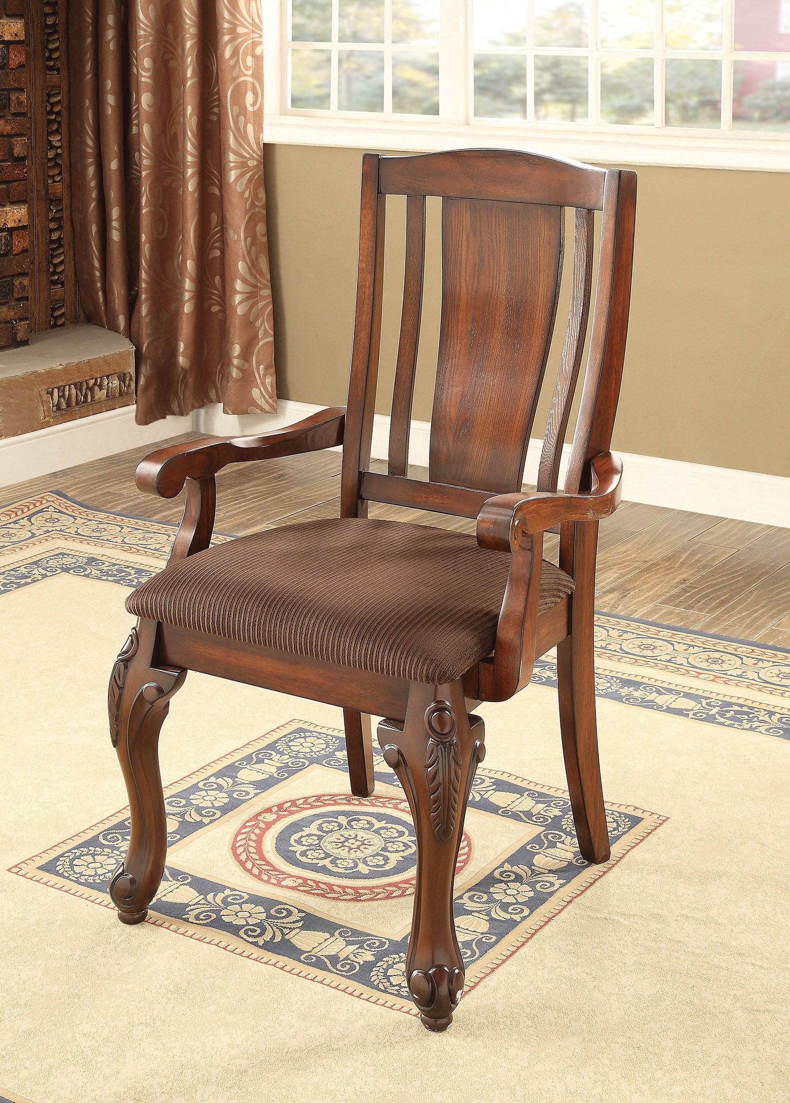 JOHANNESBURG I Brown Cherry/Brown Arm Chair (2/CTN) - ATL FURNITURE