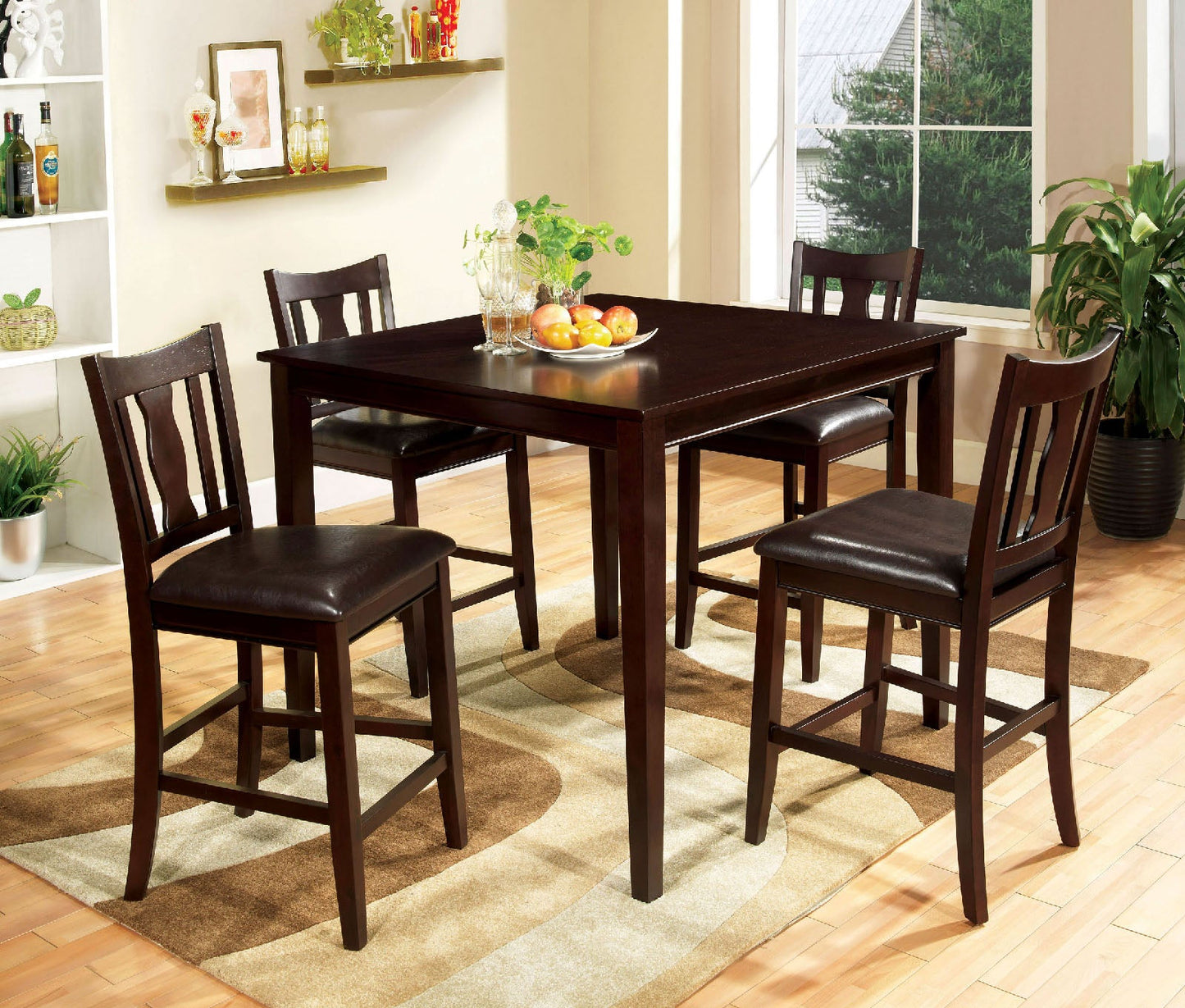 West Creek II Espresso 5 Pc. Counter Ht. Table Set - ATL FURNITURE