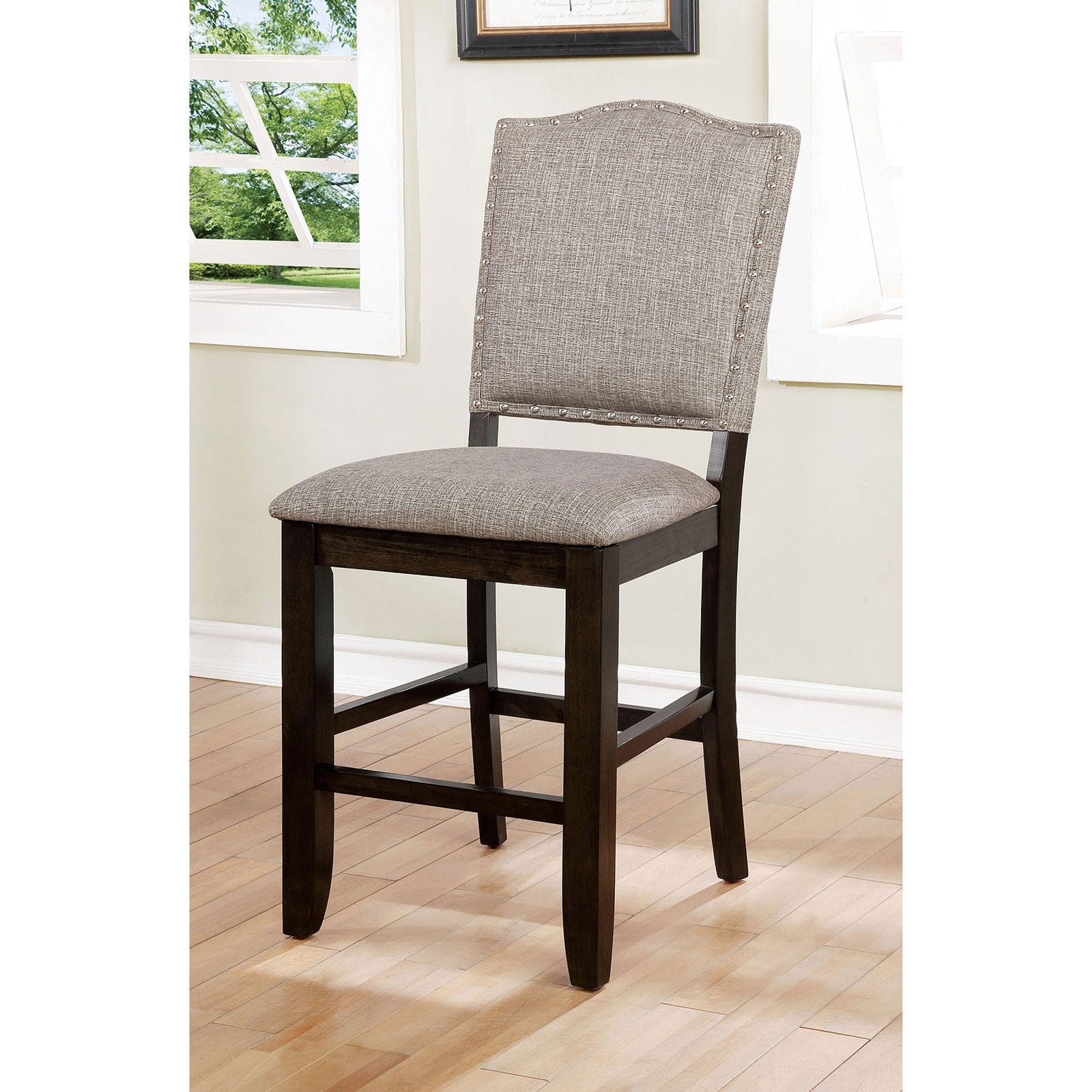 Teagan Dark Walnut/Gray Counter Ht. Chair (2/CTN) - ATL FURNITURE