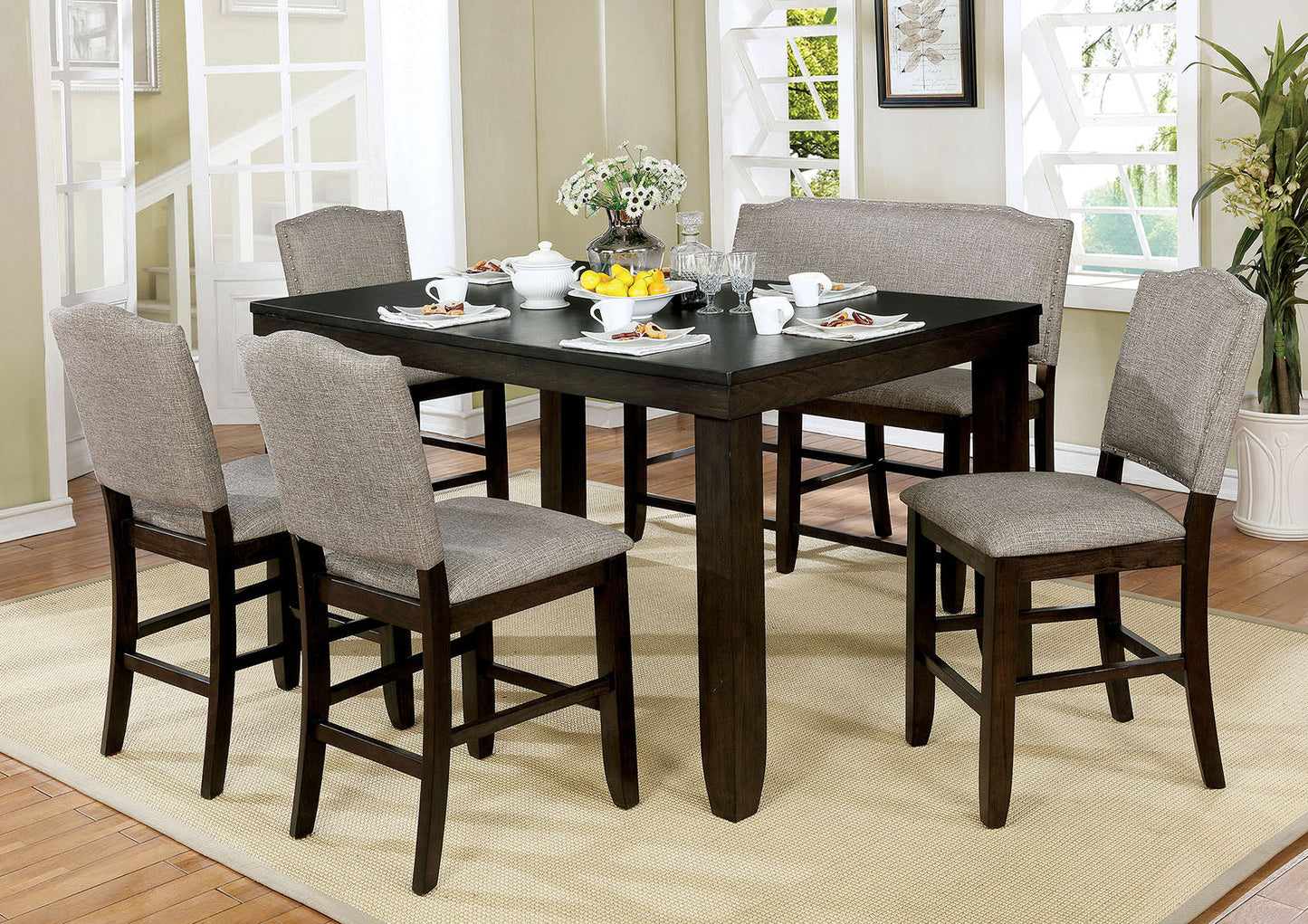 Teagan Dark Walnut 7 Pc. Dining Table Set - ATL FURNITURE