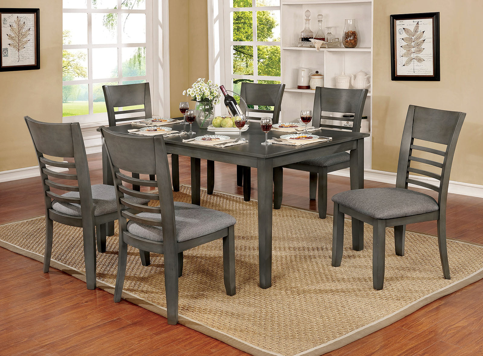 Hillsview Gray 7 Pc. Dining Table Set - ATL FURNITURE