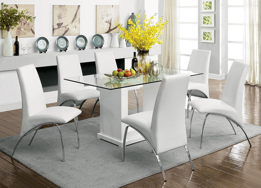 Eva White/Clear Dining Table - ATL FURNITURE