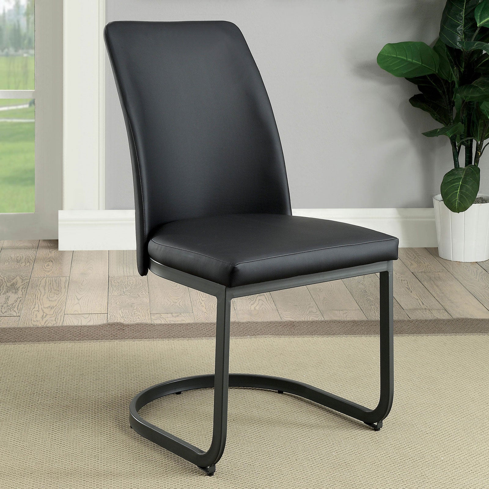 Saskia Dark Gray/Black Side Chair (2/CTN) - ATL FURNITURE