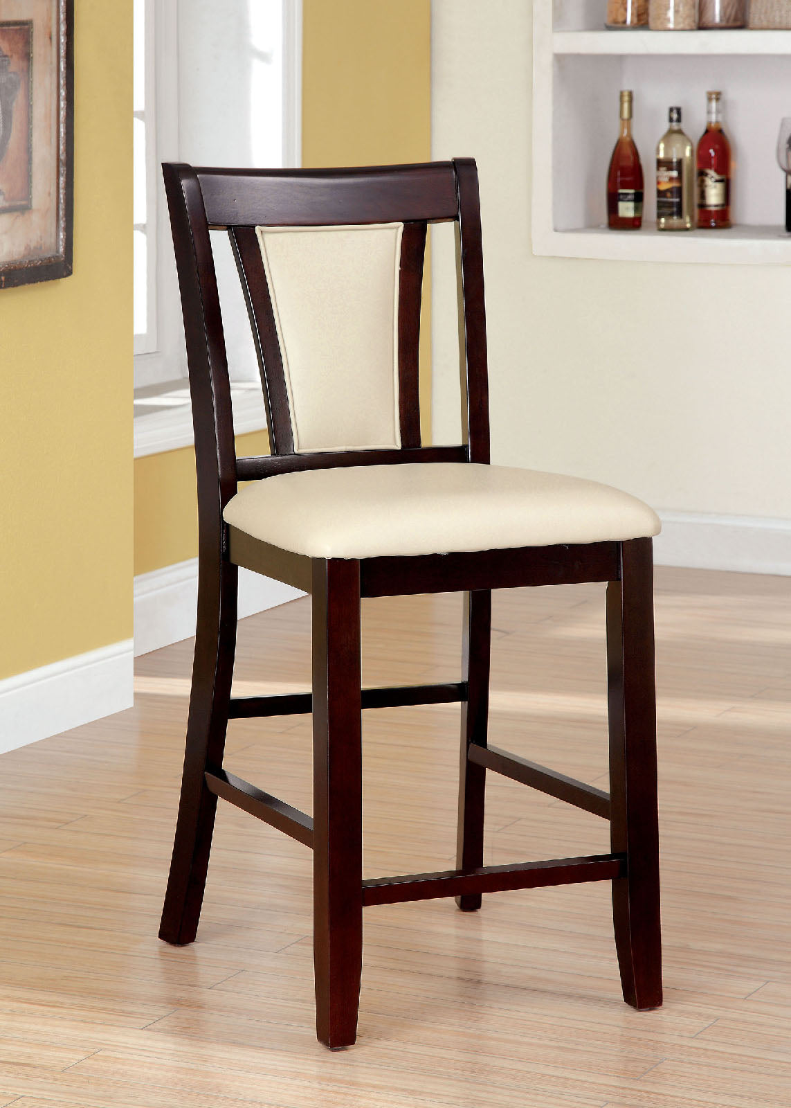 BRENT II Dark Cherry/Ivory Counter Ht. Chair (2/CTN) - ATL FURNITURE