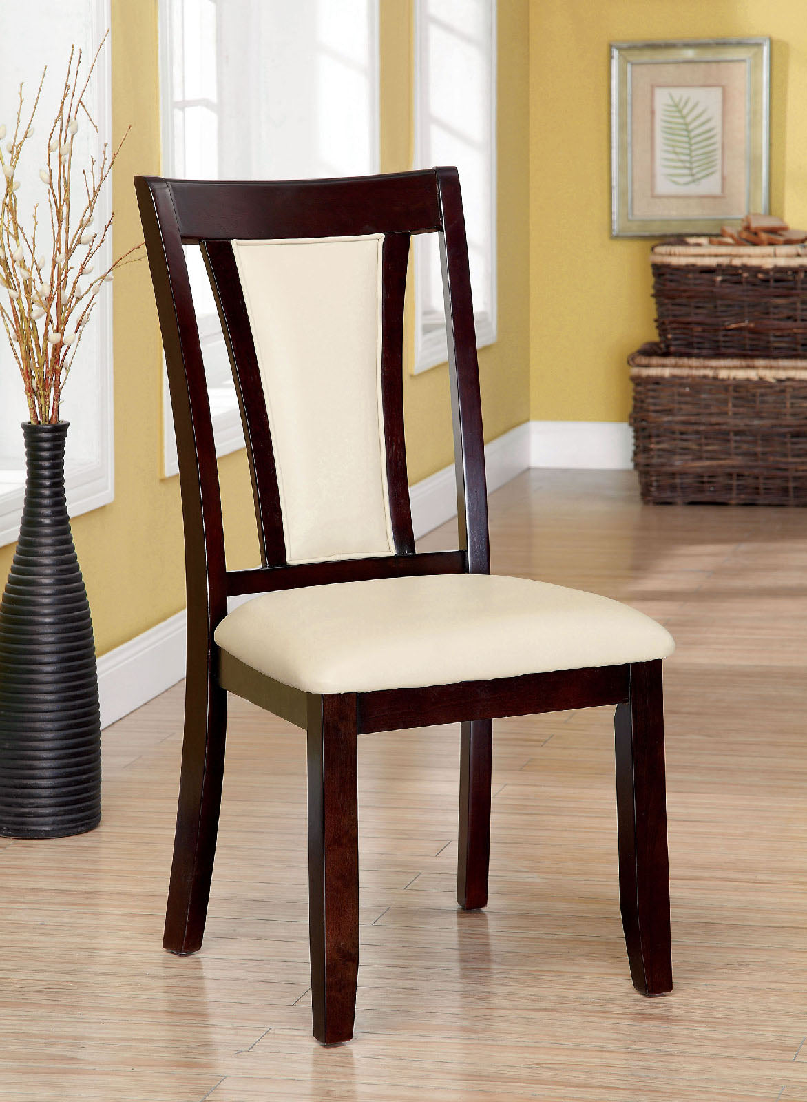 BRENT Dark Cherry/Ivory Side Chair (2/CTN) - ATL FURNITURE
