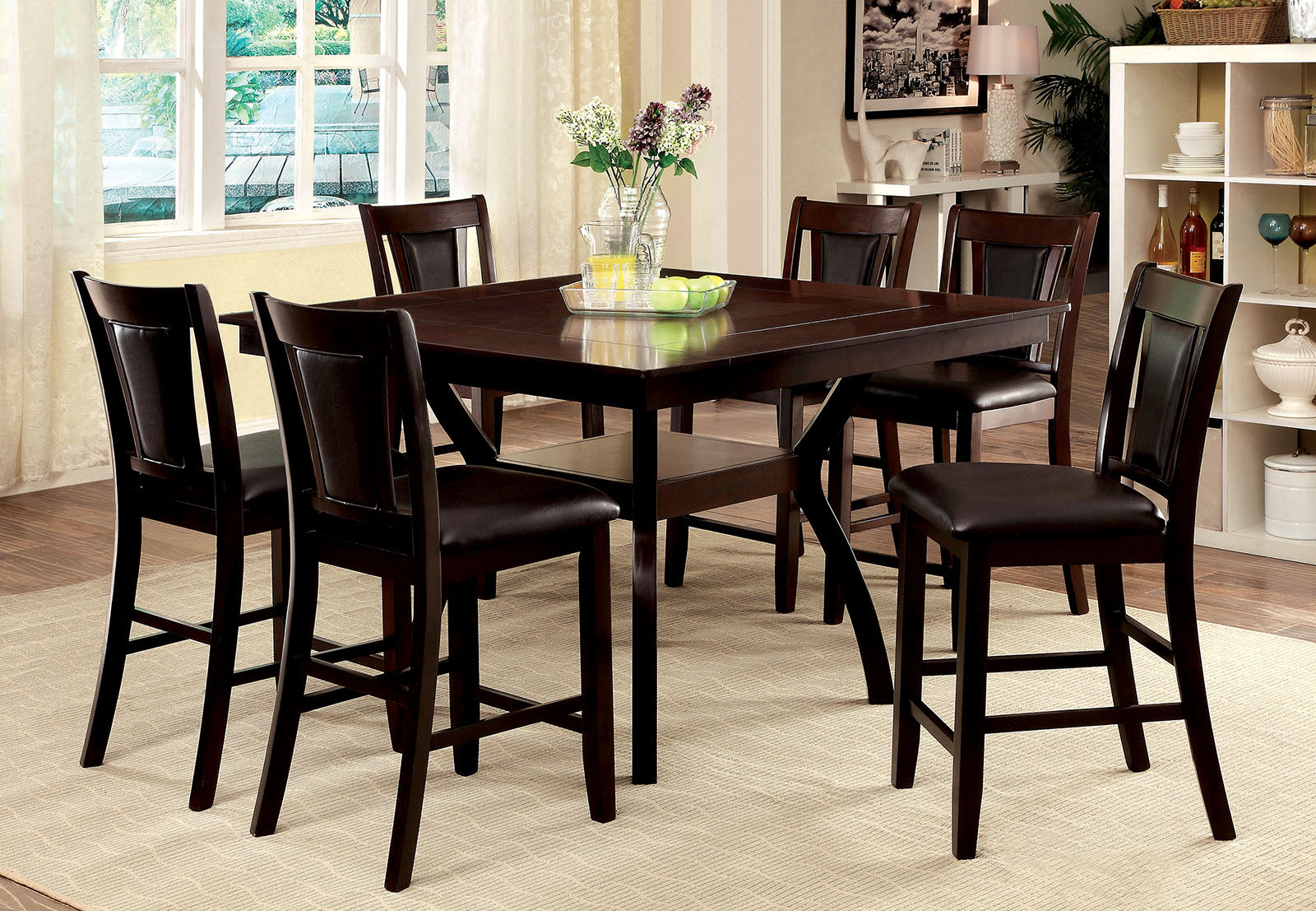 BRENT II Dark Cherry Counter Ht. Table - ATL FURNITURE
