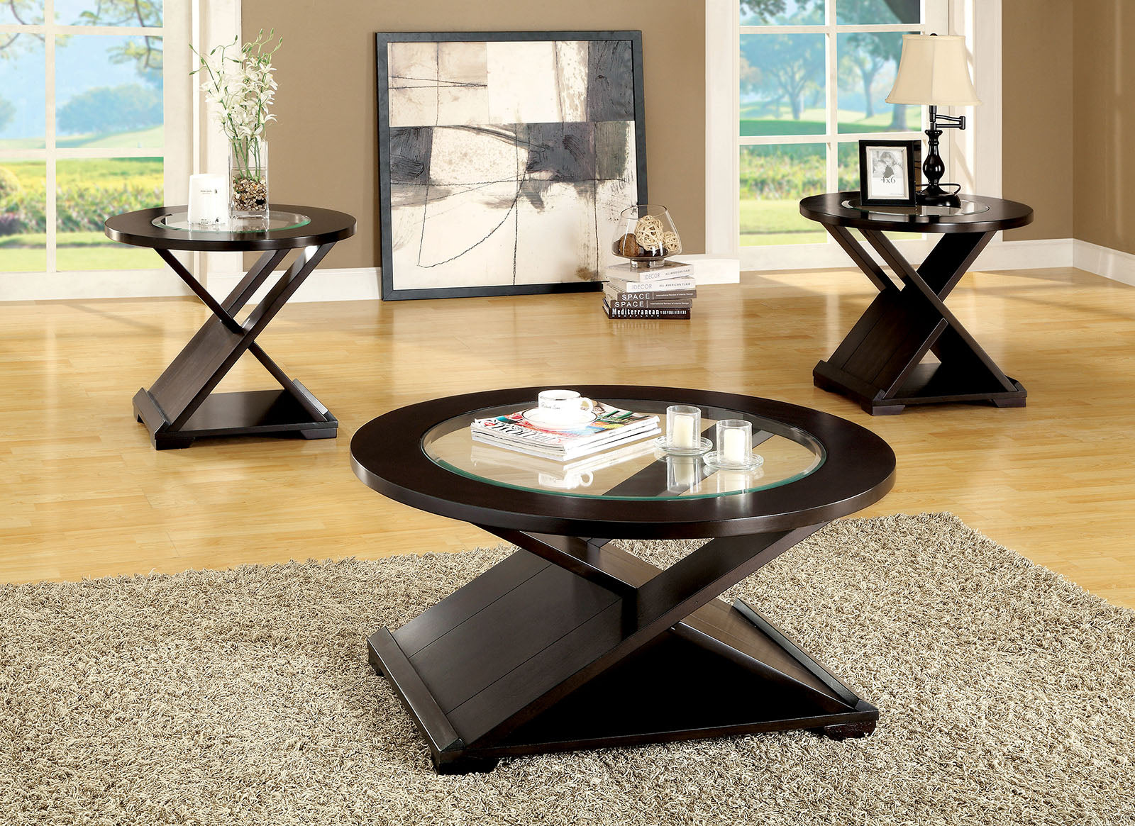 Orbe Espresso 3 Pc. Table Set - ATL FURNITURE